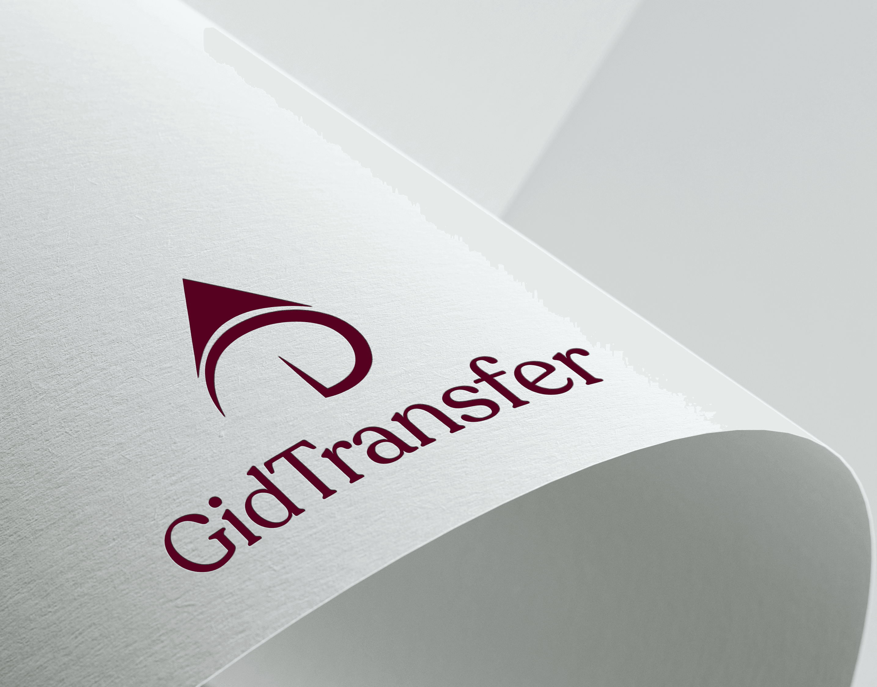 GidTransfer brand identity on premium stationery