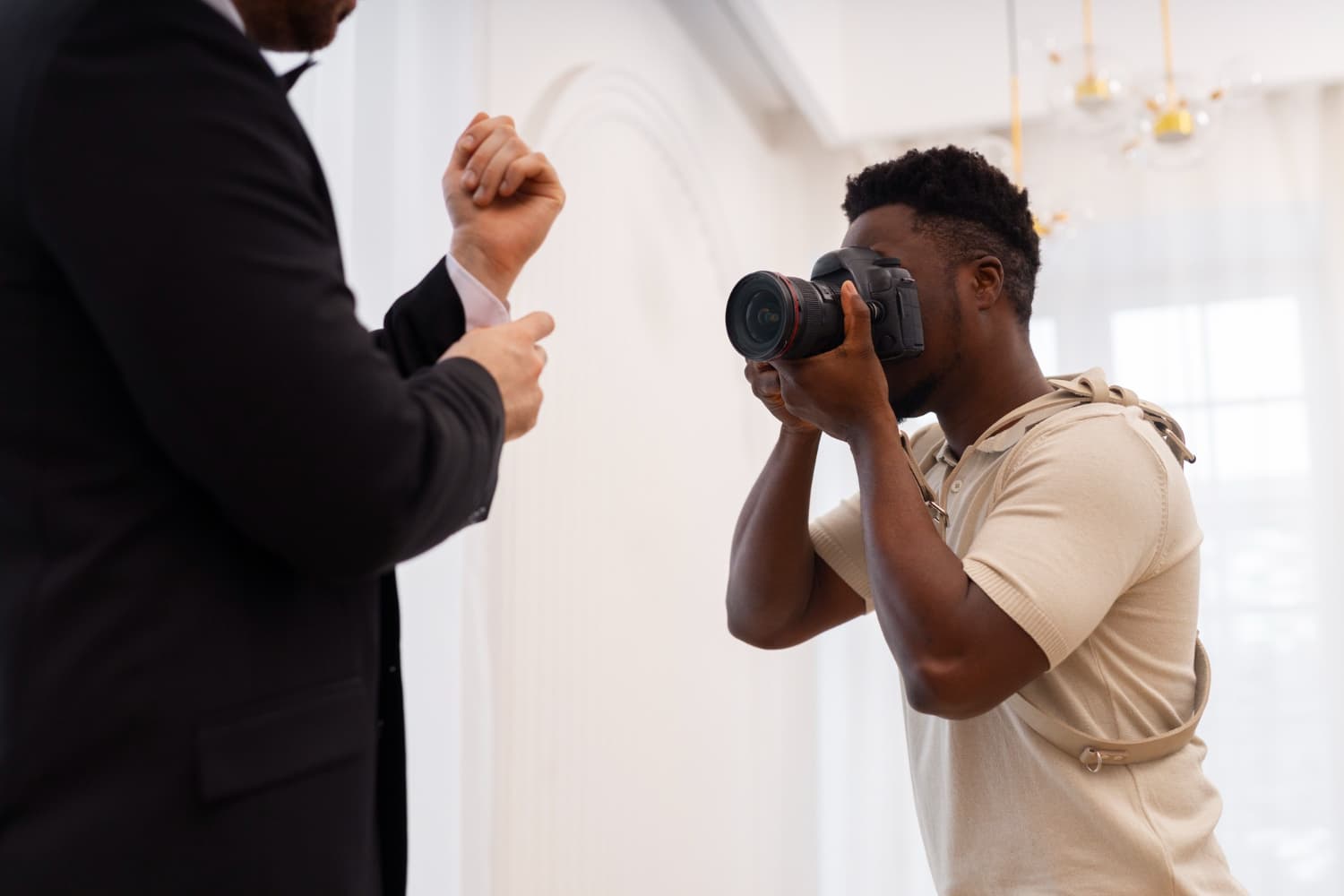Client viewing a photo gallery on a phone