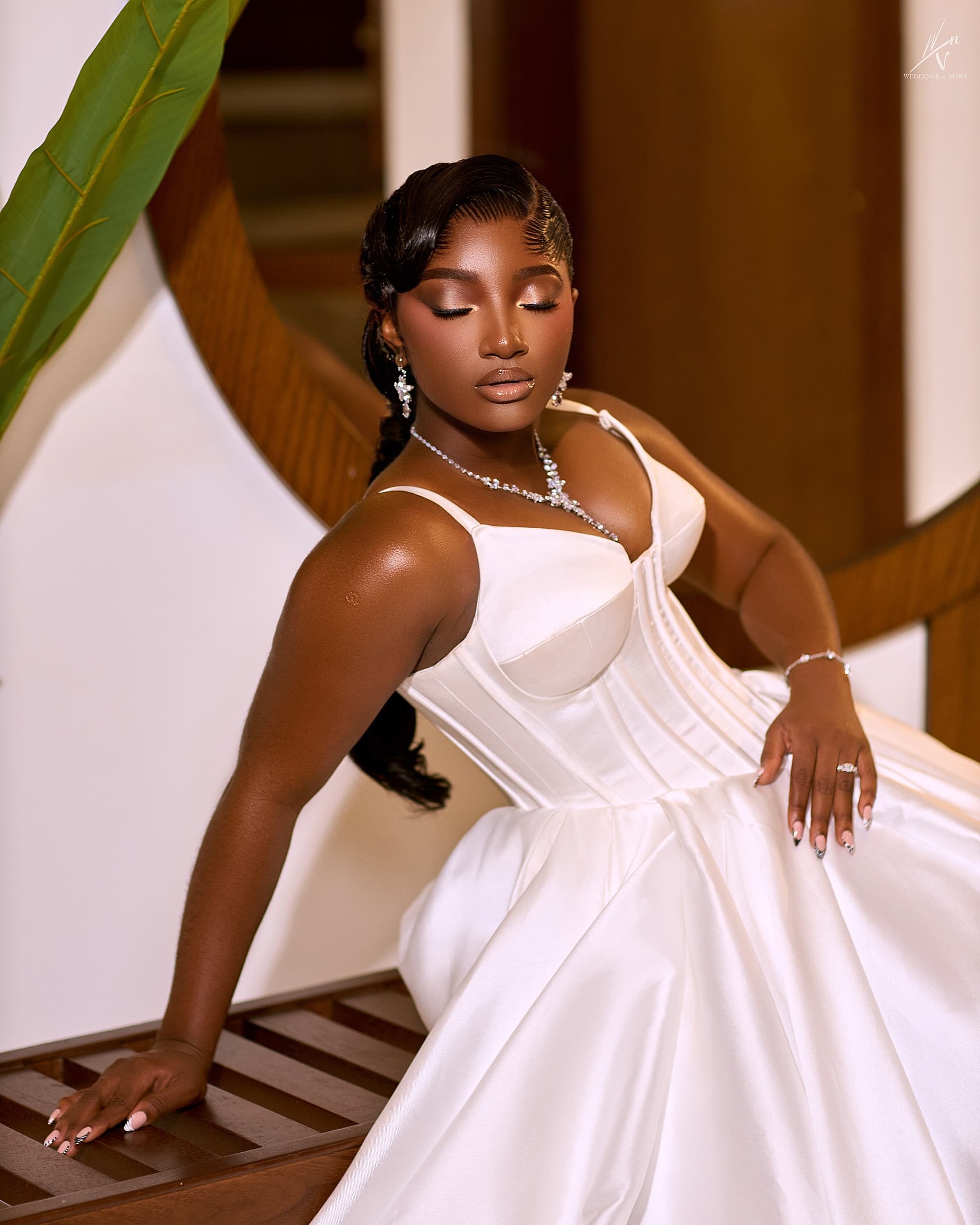 Bridal portrait in white