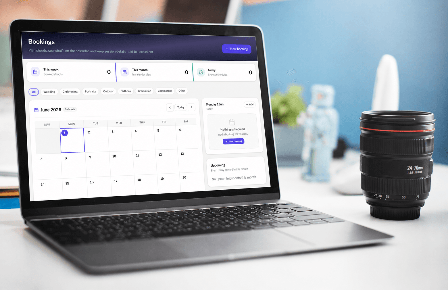 Photographer scheduling a client session